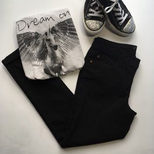 Red Blue Denim Black Jeans